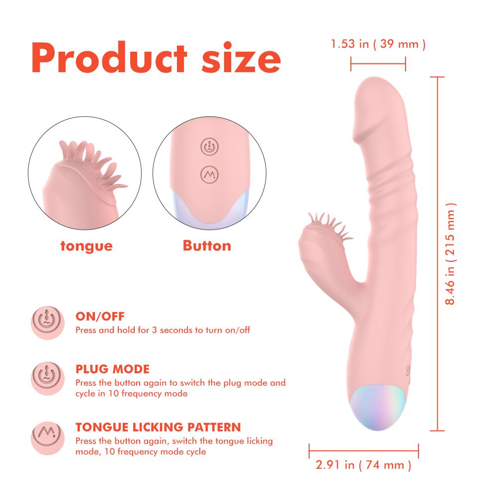 Vibrator pentru femei 2 în 1 Mașină de lins Stimulator de clitoris G-Spot Puternic vibrator Dildo Baghetă Femeie Clitoris Sucker Jucării sexuale pentru adulți