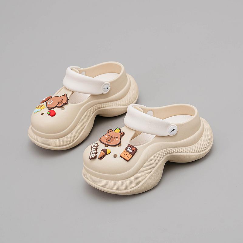 

CH1610-Kapibara women s shoes 2025 new summer hole shoes versatile thick-soled soft-soled heightening slippers 40