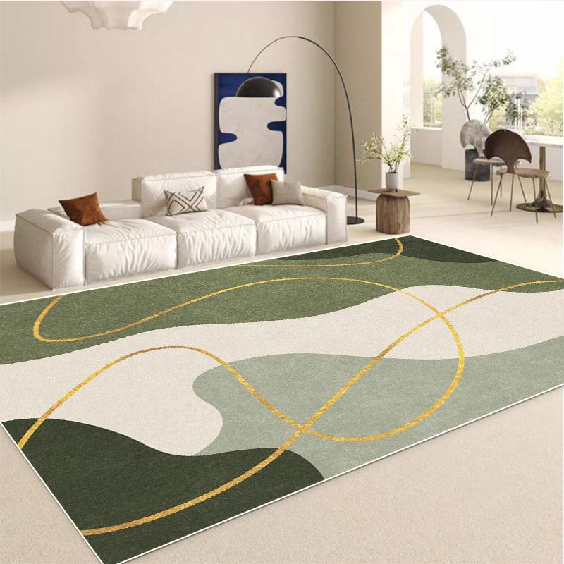 Modern Light Luxury Green Rugs for Living Room Abstract Decoration Large Carpets Non-slip Coffee Tables Mat Washable Bedroom Rug