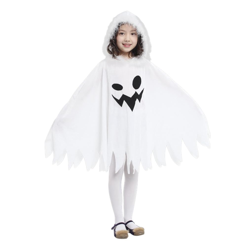 Youngfull Ghost Cloak for Kids, Halloween Cosplay, Cute Poncho, Easy To Wear, Horror Costume for Boys and Girls, Witch, Grim Reaper, Devil, Bat,