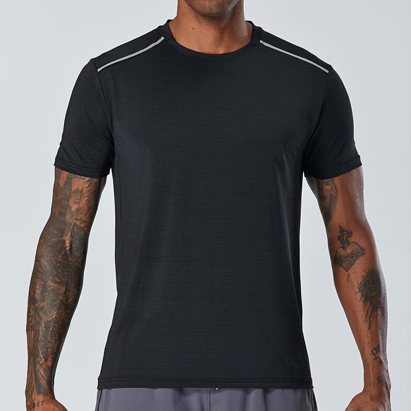 Men s Seamless Knit Compression T-Shirt, Breathable Mesh Short Sleeve Workout Top For Gym M чёрный