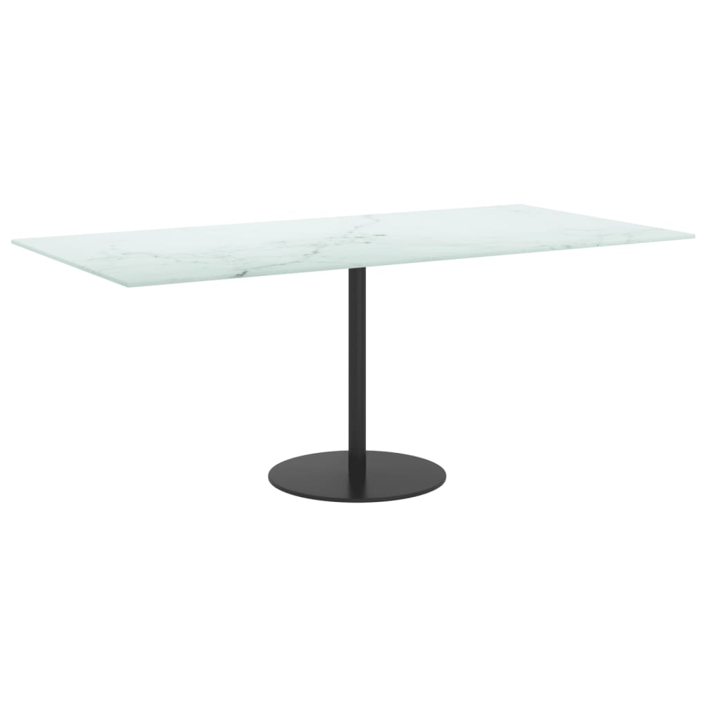 White Table Top 100 x 50 cm 6 mm Tempered Glass with Marble Effect
