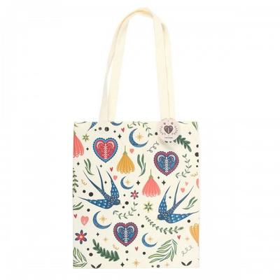 Folk Print Polycotton Tote Bag
