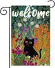 Black Cat Spring Garden Ag 12x18 Inch Double-side Burlap Home Welcome Owers Outdoor Yard Decoration GF05 XAA UUV EEU SSL