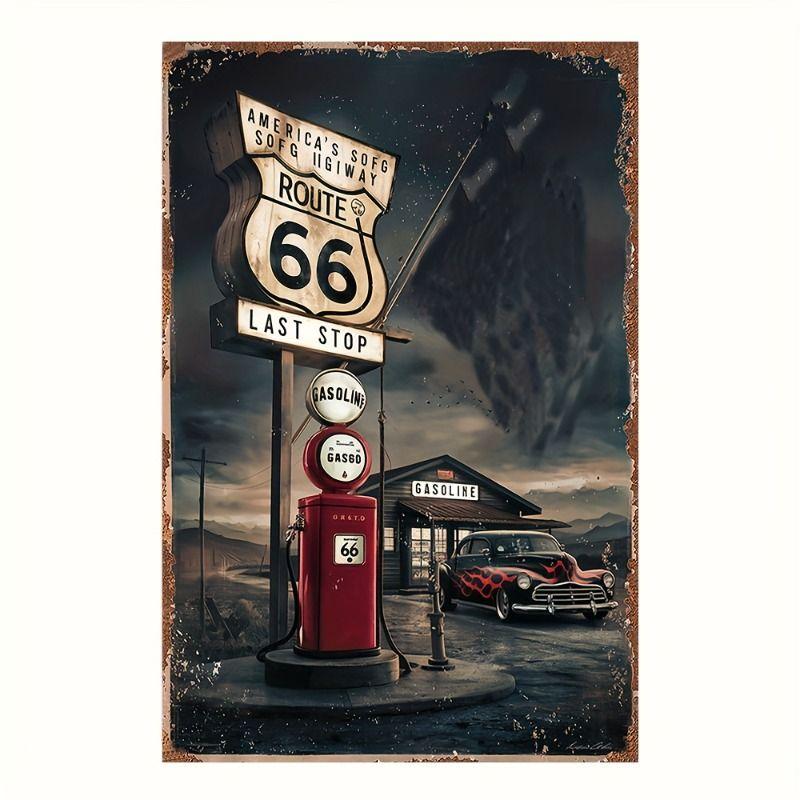 Racing Car Retro Style Metal Decorative Painting for Garage Room Decor