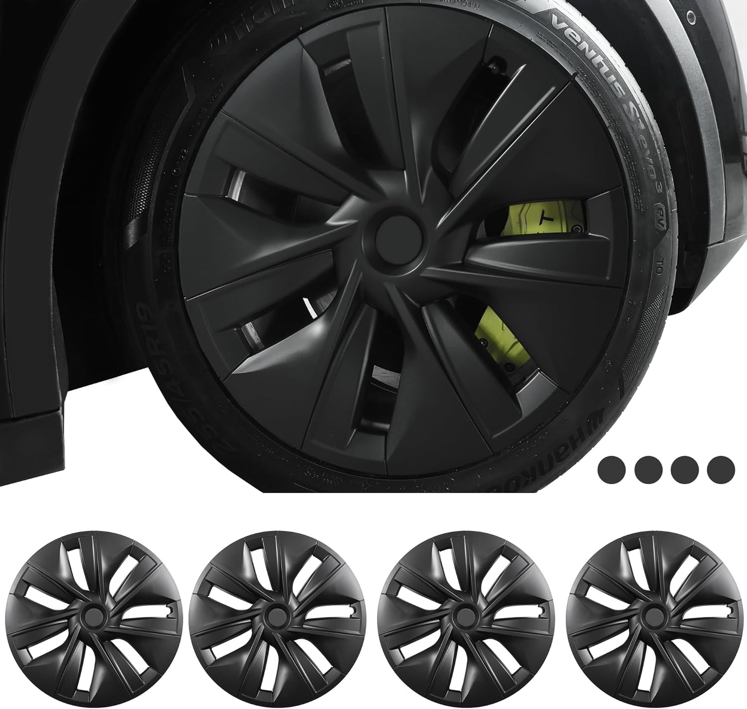 For Model Y Hubcaps 19 Inch Wheel Covers 19    Wheel Hub Caps Gemini Kit Fit Model Y Accessories 2024-2021 4 Pcs Rim Protector матовый черный