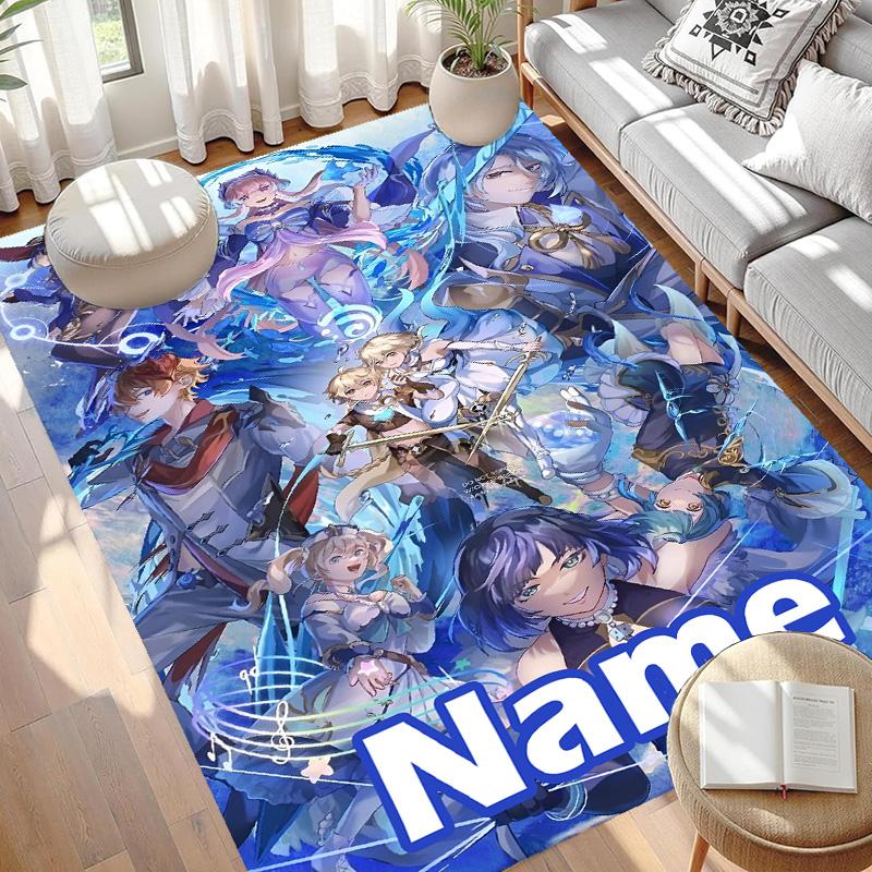 Custom Name Personalized Genshin Impact Print Carpet, Versatile Home Decor Rug, for Playroom, Apartment, Balcony, Entryway, Hallway Gift