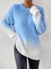 Elegant Women's Wool Gradient Knit Sweater - Autumn/Winter Collection, Round Neck
