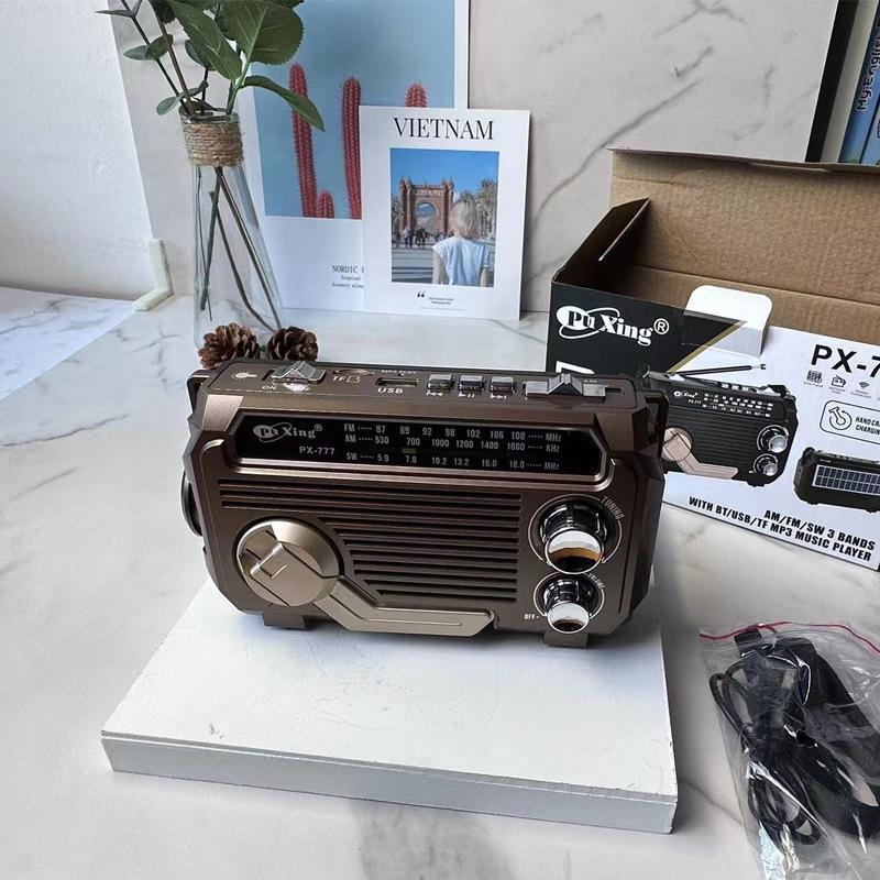 Elderly-Friendly Multi-Band Radio & Bluetooth MP3 Player with Hand-Crank