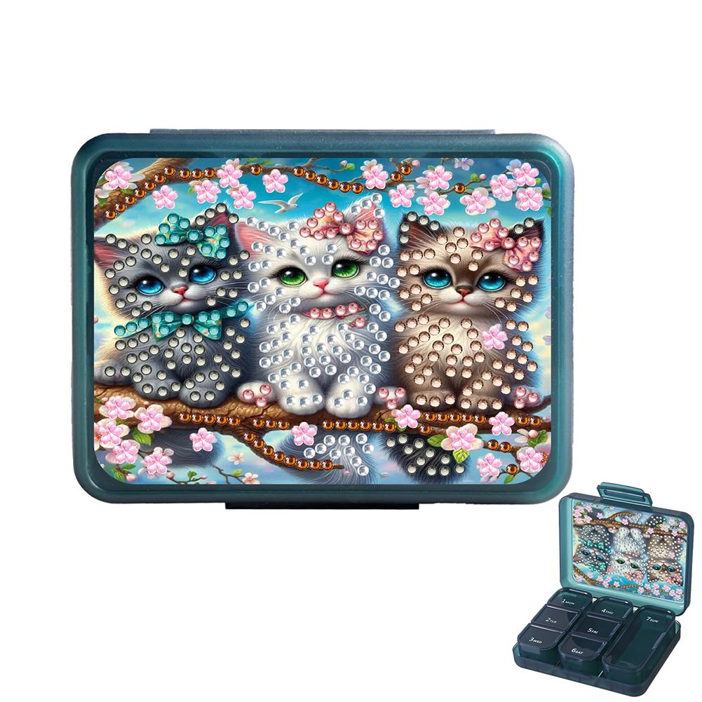 Diamond Art Pill Box Mini Travel Portable Storage Box Rectangular Medicine Box Diamond Painting DIY Blingbling Pill Case Pastill