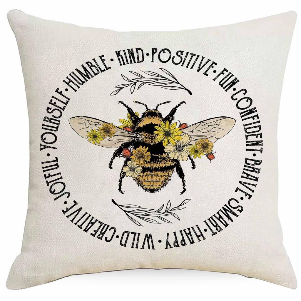 Western Summer Butterfly Bee Flower Pillowcase Home Sofa Cushion Pillowcase Decoration