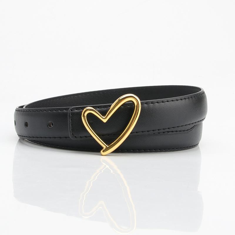 Heart-shaped Buckle Belt, Elegant and Fashionable Women's Jeans Dress, Pu Leather Decoration, Versatile Belt