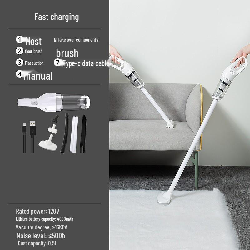 Dual-Use Handheld Vacuum Cleaner with High Suction for Car and Home