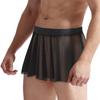 Herren durchsichtiges Netz geraffter Rock elastischer Bund durchsichtiger Minirock Crossdresser Kostüm