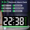LED Digital Alarm Clock Electronic Wall Clock Multifunctional Bedside Alarm Clock Boarderless Wall-mounted Clock for Students