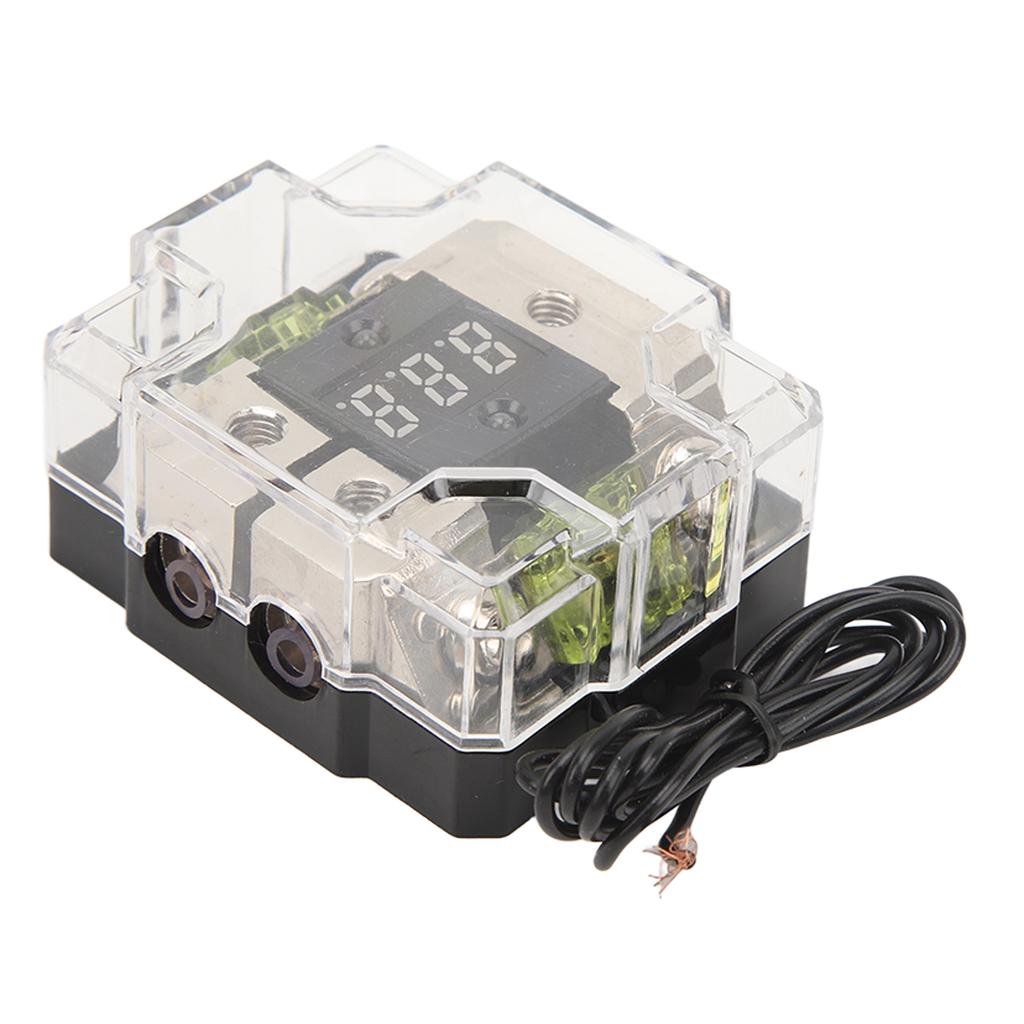 Car Audio Fuse Holder 4GA IN 4GA OUT 100A Digital Display Stereo Distribution Block Box for Automobile Boat Yacht RV