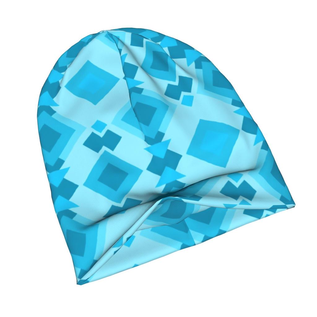 2D Flat Printing Blue Mountain Geometric Print Fashion Knit Hat for Adults Adds a Stylish Finishing Touch to Everyday Outfits Perfect for City Walks W