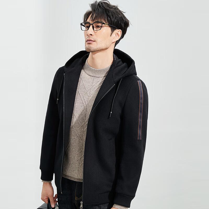 FAPAI Men's Merino Wool Blend Hooded Zip-Up Jacket