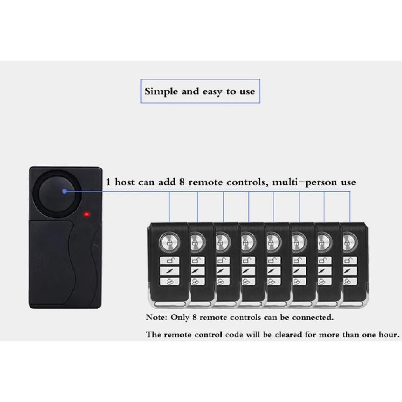 110dB Anti-Theft Vibration Alarm with Remote Control Alarm Door and Window Alarm Motorcycle Bicycle Security Sensors
