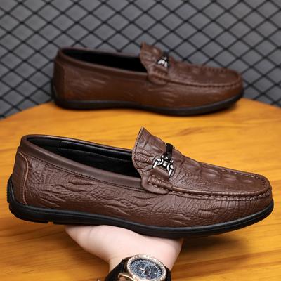 Frühling neue Krokodilmuster Herren Beanie Schuhe flacher Absatz lässige Leder Schuhe mit weicher Sohle im britischen Stil