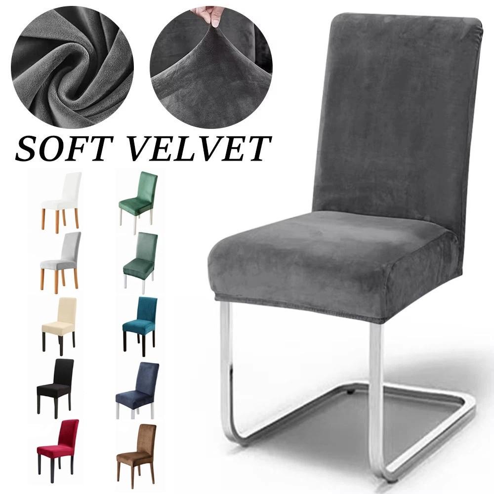 Dust-Proof Elastic Chair Slipcover Velvet Chair Protector Washable Plush Chair Cover Restaurant