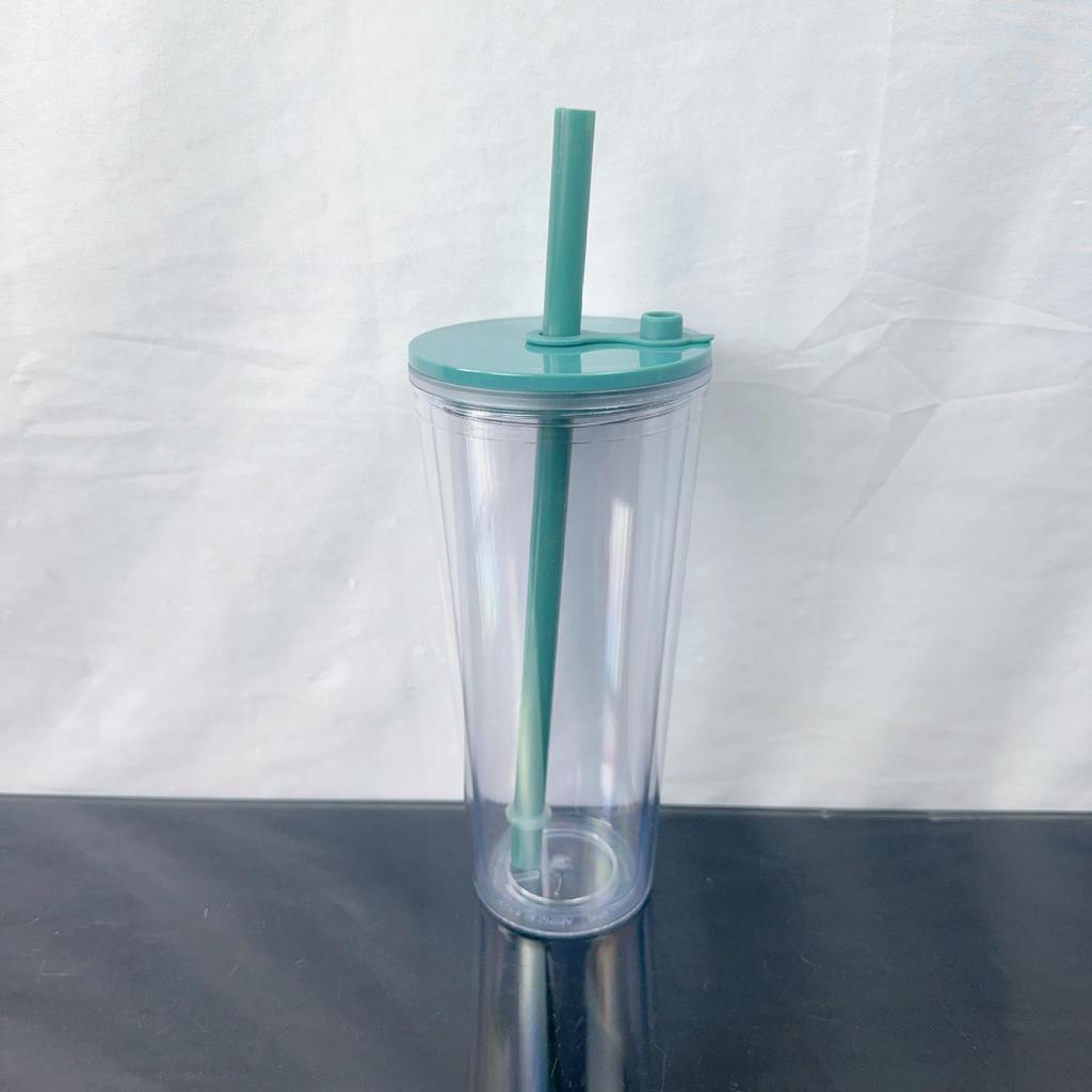 Tazza da viaggio in paglia a doppio strato da donna 2024 con coperchio, Tazza da tè Boba da 24 OZ