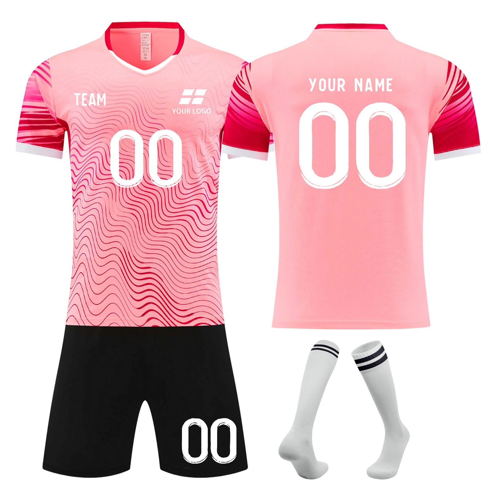 

Men s Soccer Uniform Set with Jersey Shorts and Socks Athletic Sportswear for Training Matches XS рожевий