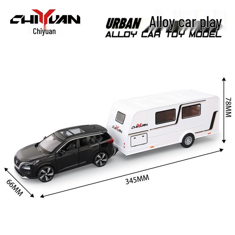 Zhongyuanxing 21016FC Towable Caravan Alloy Toy Car Model with Sound and Light Features.