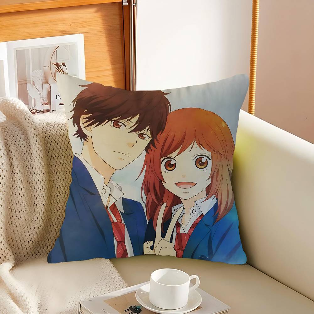

A-Ao H-Haru R-Ride Anime Pillow Covers Cartoon Sofa Decorative Home Double-sided Printing Short Plush Cute Cushion Cover 12x12Inch