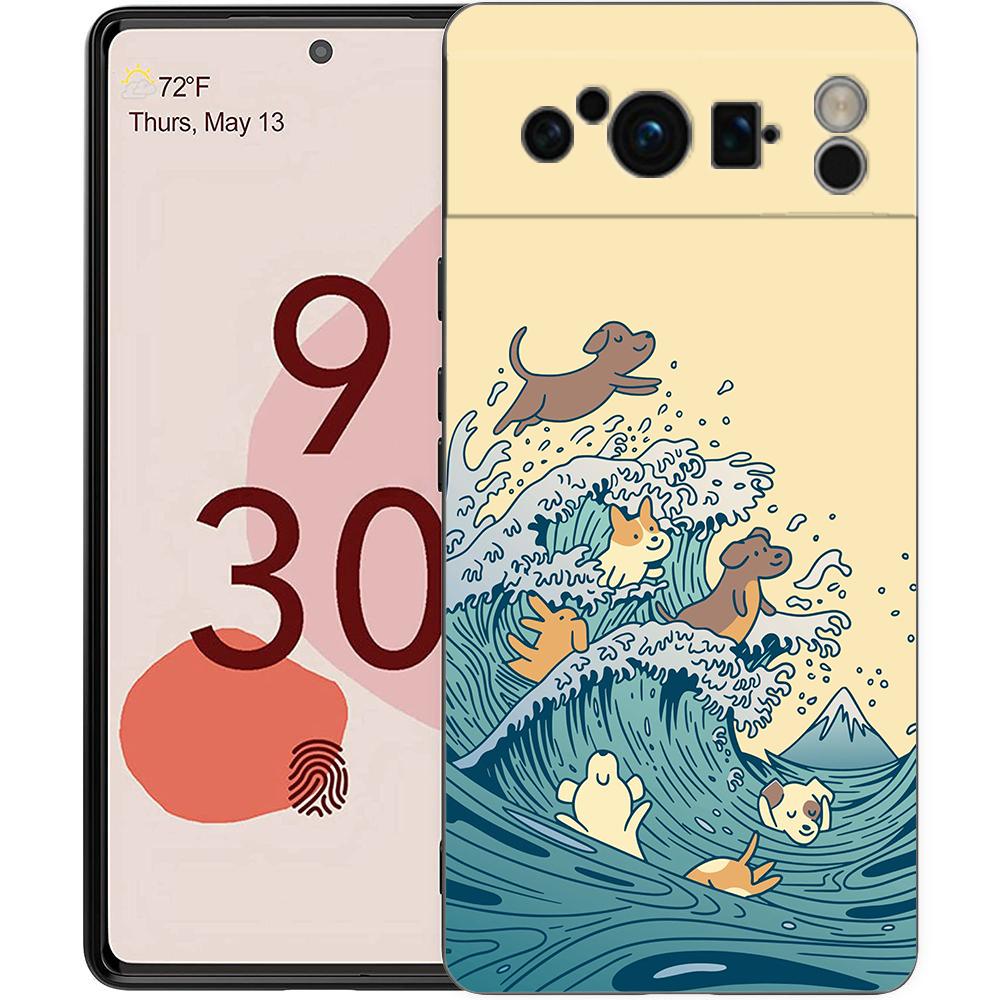Golden Great Wave Kanagawa Surf Phone Case For Google Pixel 8 A 7 6 Pro Soft Shell For Pixel 6A Silicone Shockproof Black Cover
