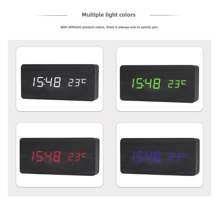 Silent LED Retro Wooden Alarm Clock - Creative and Luminous for Bedroom or Living Room
