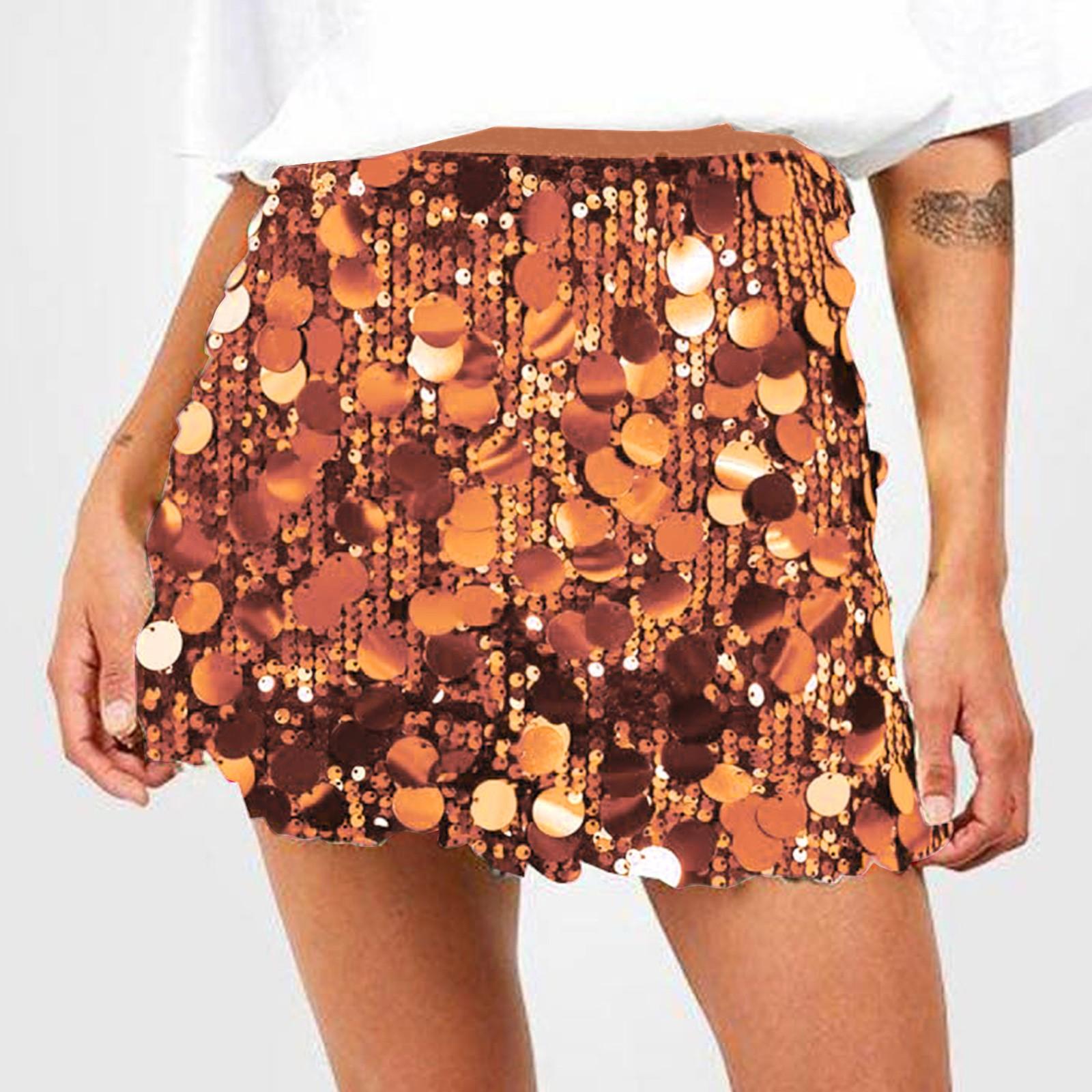 

Женская юбка с высокой талией, сексуальная, расшитая бисером и пайетками, юбка на бедрах, короткая юбка, короткая юбка M золотой