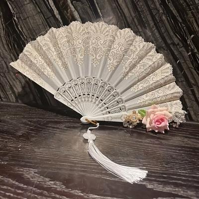 1PC Ventilador Escuro Rosa Ventilador de Pena Lolita Ventilador Dobrável de Renda Gótica Rosa Enfeites Decorativos Corrente de Contas Ventilador Adereço de COS 3 estilos