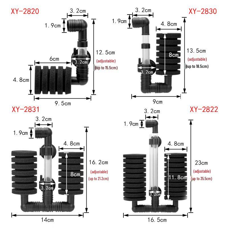 Xinyou Doppelkopf Leiser Wandmontierter Mini-Aquarienfilter mit Wassersalat Biochemische Baumwolle Pneumatische Filtration