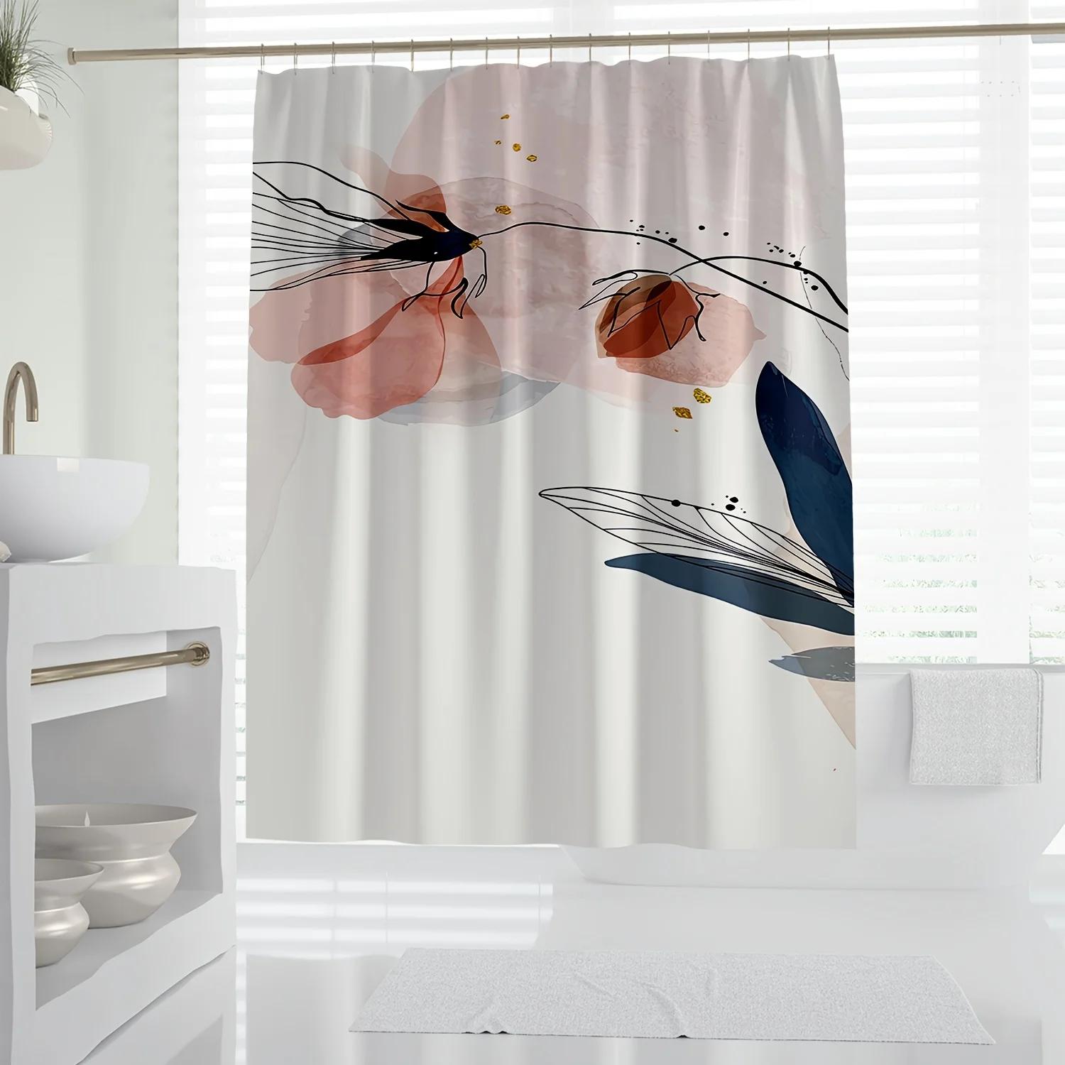 

1Pc Modern Abstract Art Shower Curtain, Minimalist Line Design, Digital Print, Waterproof Fabric, Stylish Bath Accessory W60H190(CM)-1 Pcs