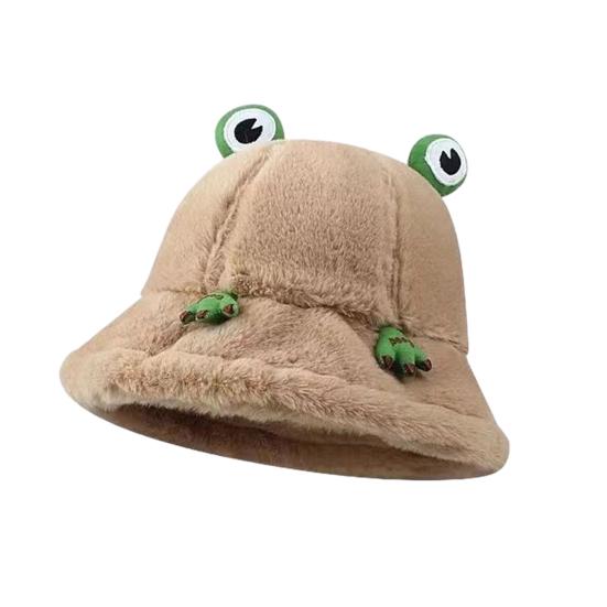 

Зимняя панама мультяшный 3D дизайн лягушки утолщенная ветрозащитная теплая плюшевая шляпа рыбака женский аксессуар для активного отдыха