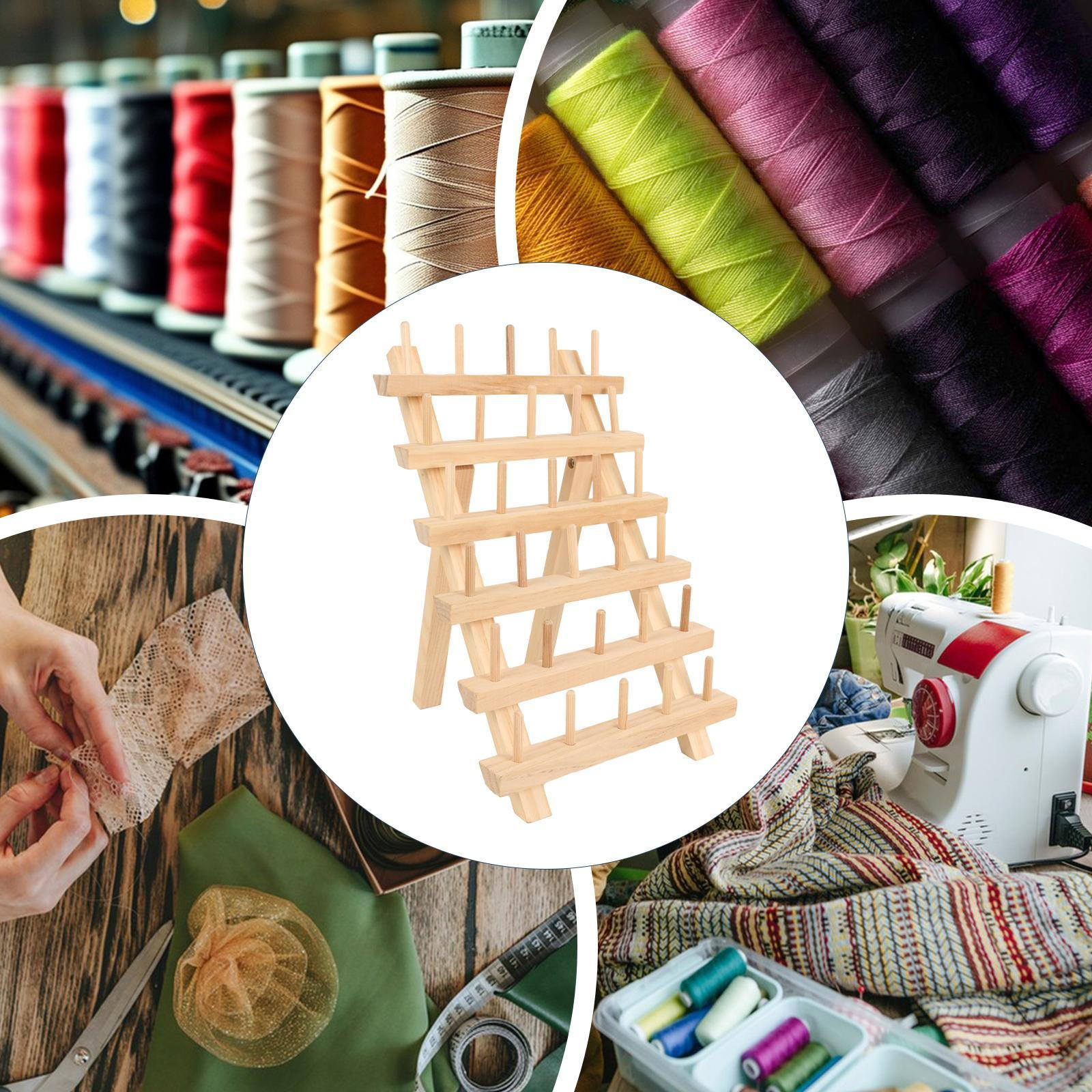 

Деревянный держатель для ниток для плетения с крючками и простой установкой 30 Spool