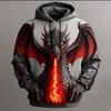 Sudadera con capucha Estampado 3D de Dragón Moda Fresca Diaria Manga Larga Cuello Redondo Fiesta Streetwear Otoño Invierno Sudadera con Cremallera Abrigo