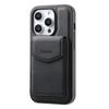 DENIOR D19 For iPhone 15 Pro Max Magnetic Case Leather+PC+TPU Cover with Detachable Card Bag