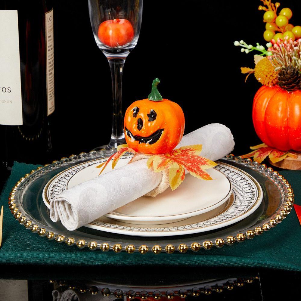 Fixed Napkins Halloween Napkin Ring Festive Atmosphere Maple Leaf Napkin Button  Hotels
