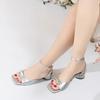 Fashion Ladies Shoes 2025 Ankle-wrap Women's Sandals Elegant Dress Sandals Women Square Toe Bow Tie Buckle Strap Med Heel Shoes Female