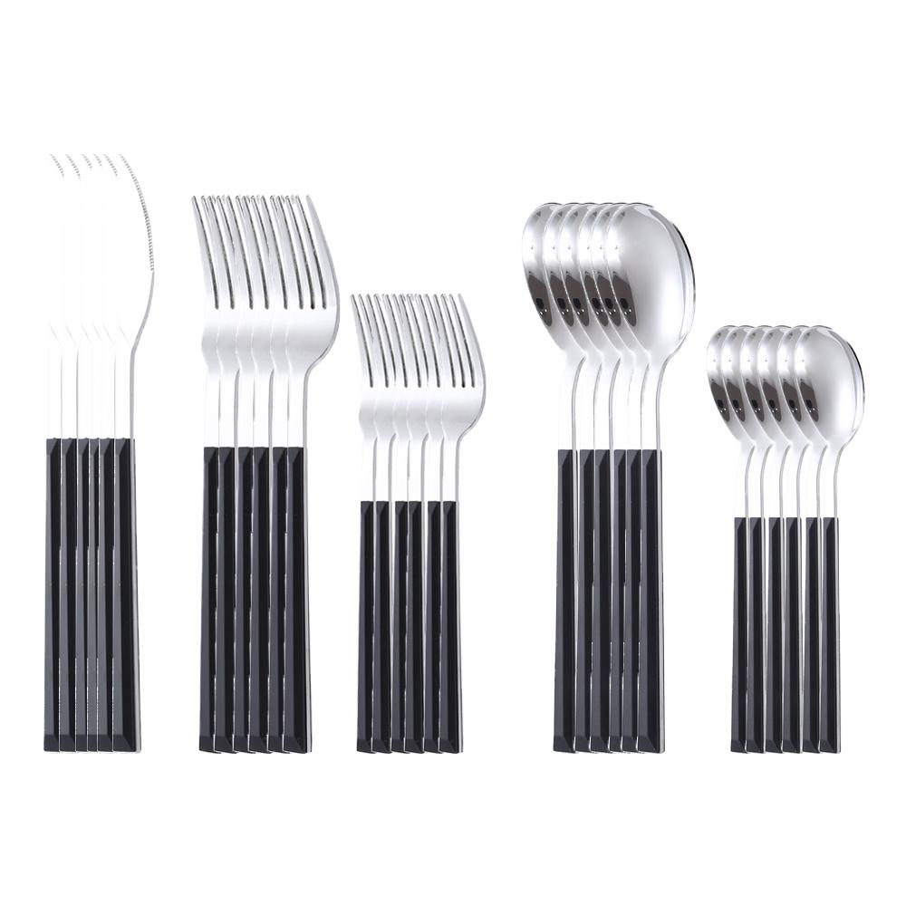 30pcs Dinnerware Set Imitation Wooden Handle Gold Cutlery Set Marble Stainless Steel Knife Fork Spoon Tableware Cutleries Sets