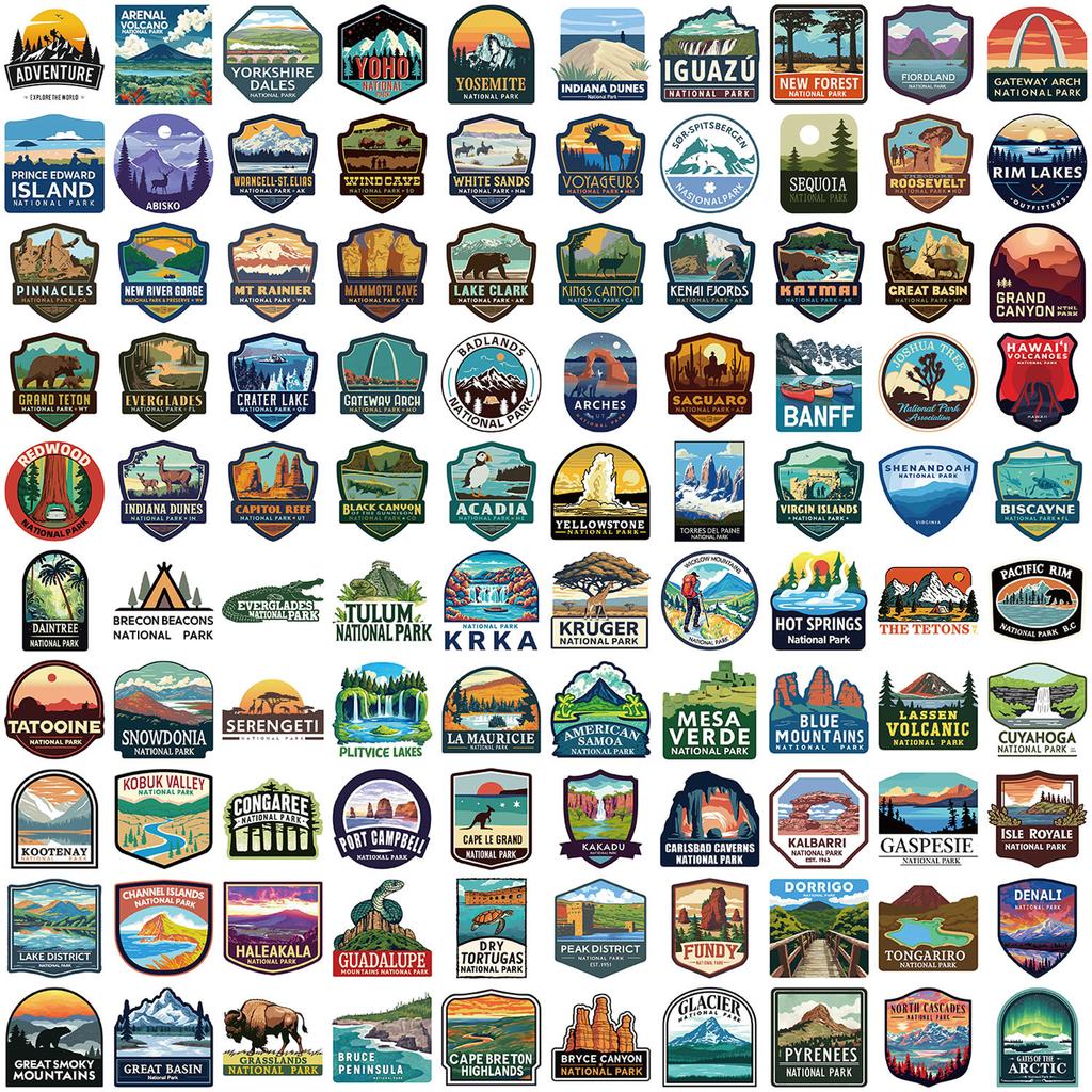 100 Cartoon National Park Graffiti Stickers DIY Decorative Guitar Notebook Suitcase DIY Waterproof