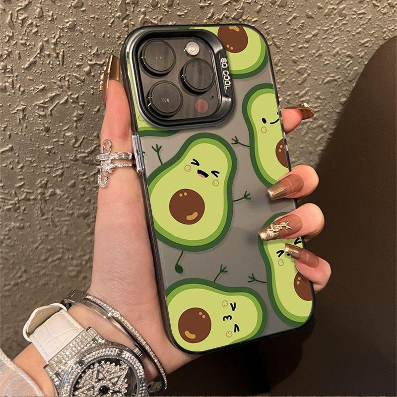 

New Emoji Avocado Little Man Phone Case For iphone 16 15 14 13 11 12 PRO MAX XR XS 7 8 PLUS iphone11 Silica Gel Anti Drop Shell TPU&Case&iPhone 8 Plus（5.5 ） чорний