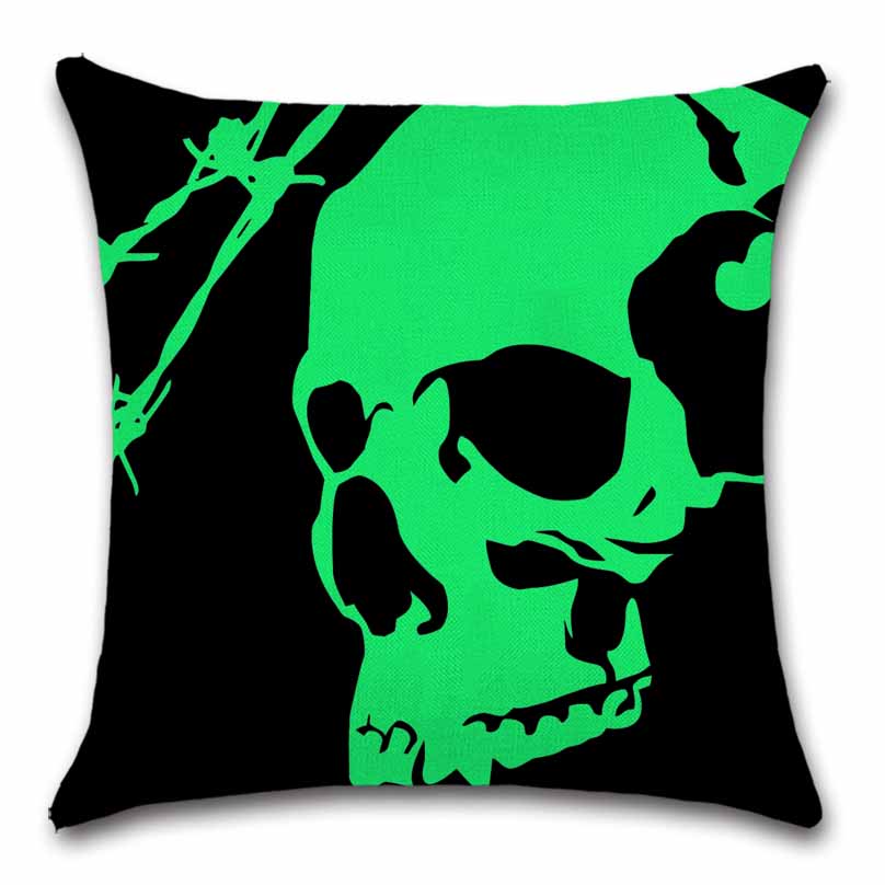Home Sofa Seat Car Friend Office Gift Pillow Cover Skull Mexican Day of The Dead Goth Girl Linen Cushion