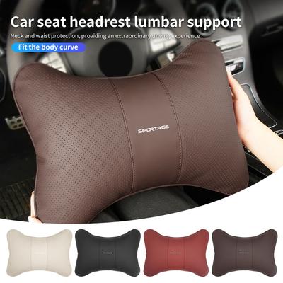 Car Seat Neck Pillow Lumbar Support Leather Headrest Waist Cushion For Sportage Ceed Sorento Niro Cadenza Proceed Sephia