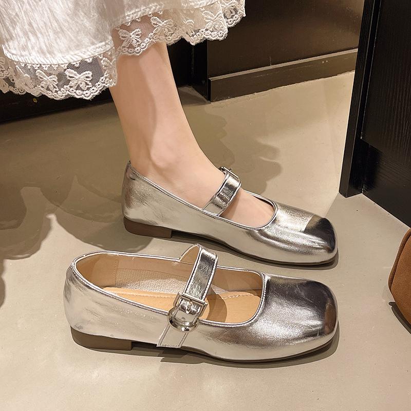 Fashion Shallow Flat Silver Single Shoes Fall 2025 New Mary Jane Women's Shoes Summer Flats