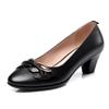 Fashion Women Shoes High Heels Pumps Fashion Party Round Toe Leather Spring Fall Shoes Classic Black for Office Lady Tenis Feminino