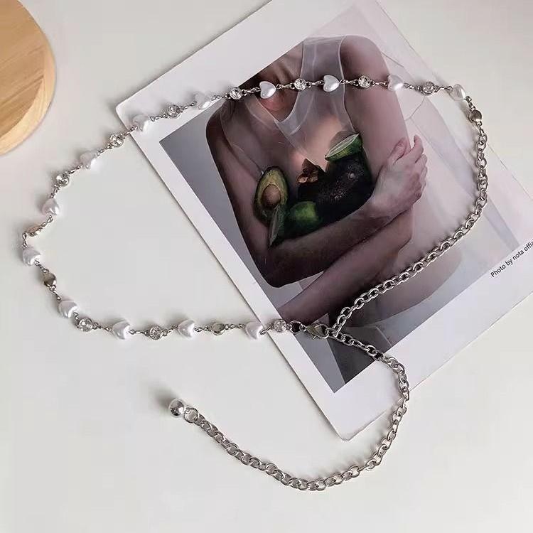 Womens Summer Pearl Waist Chain With Heart Design And Water Drilled Accents For Casual Dress Casual Wear