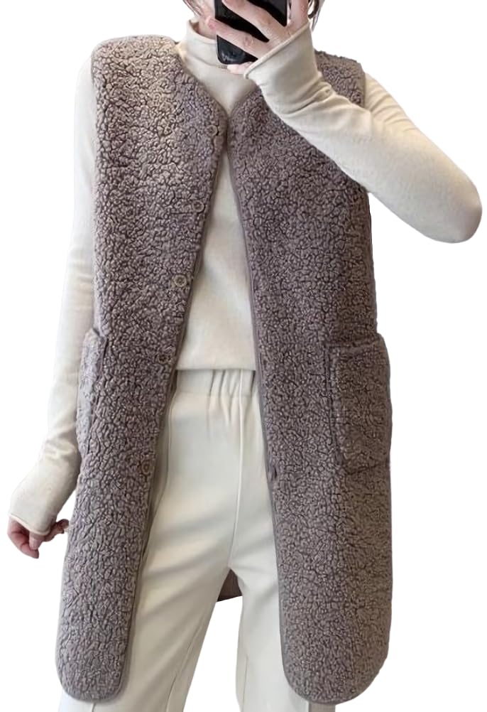 

Attaka Fluffy Пушистая открытая меховая горжетка для офиса Красивая комната Нет с вязаным симпатичным флисовым наполнителем Tromi Пальто серое [Emptyio] Одежда, спереди, полудлинный жилет,